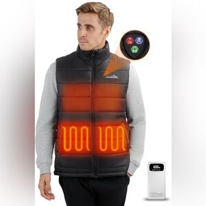 Men's Lightweight Heated Vest with Battery Pack Included for Skiing, Golfing